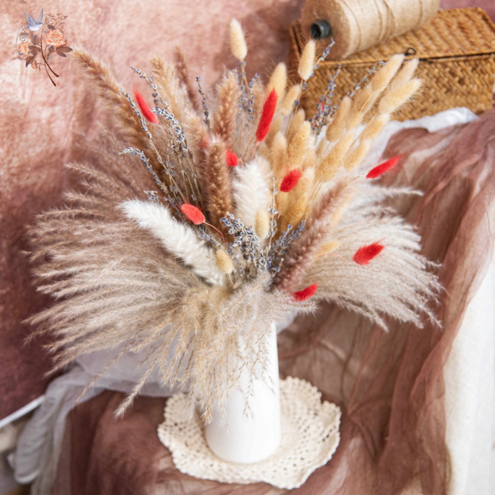 Pampas Grass Decor - Bouquet di Fiori Secchi Naturali di